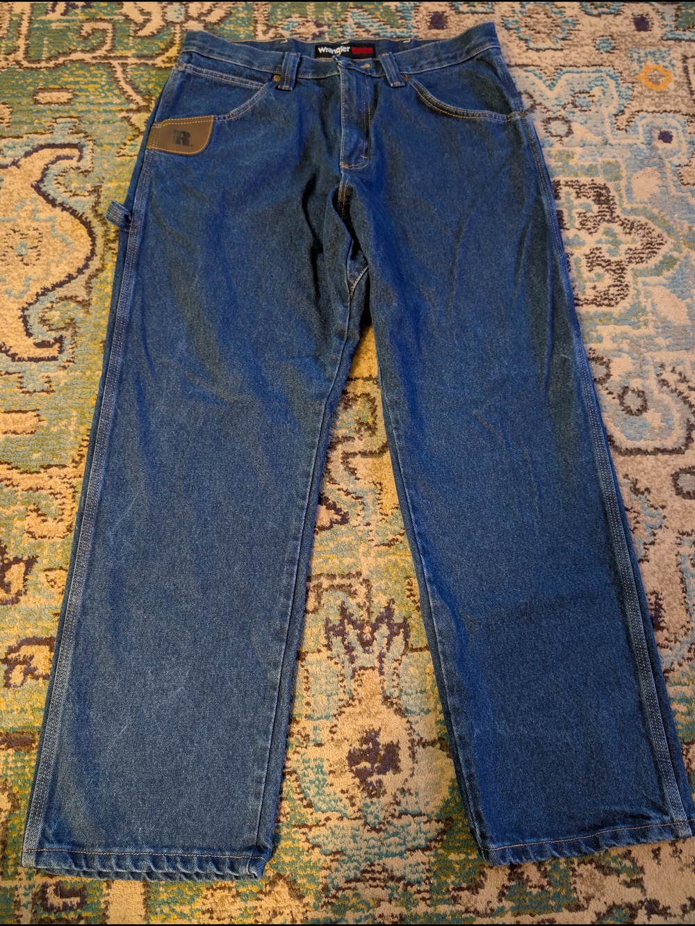 Men's Wrangler Riggs Workwear Blue Straight-Leg Jeans